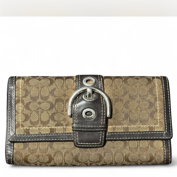 Coach Tan and Brown Signature Wallet - Picture 1 of 6